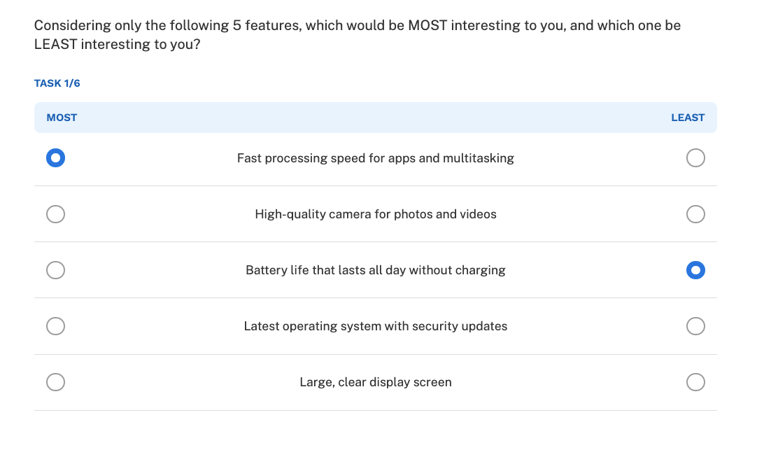 iPhone MaxDiff Example
